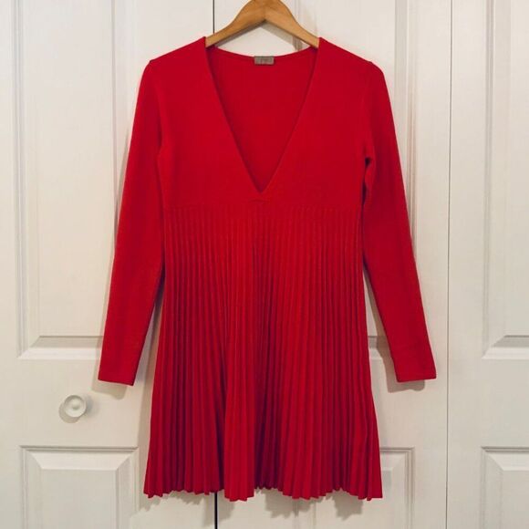 MRZ Pink Wool Blend V Neck Sweater Dress Medium - Picture 1 of 10